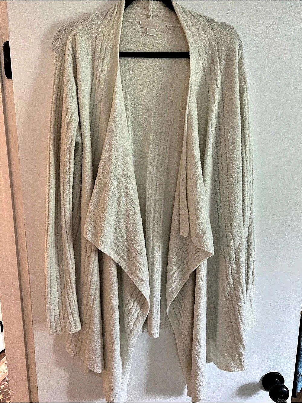 Barefoot Dreams Open Front Draped Cardigan in Cream